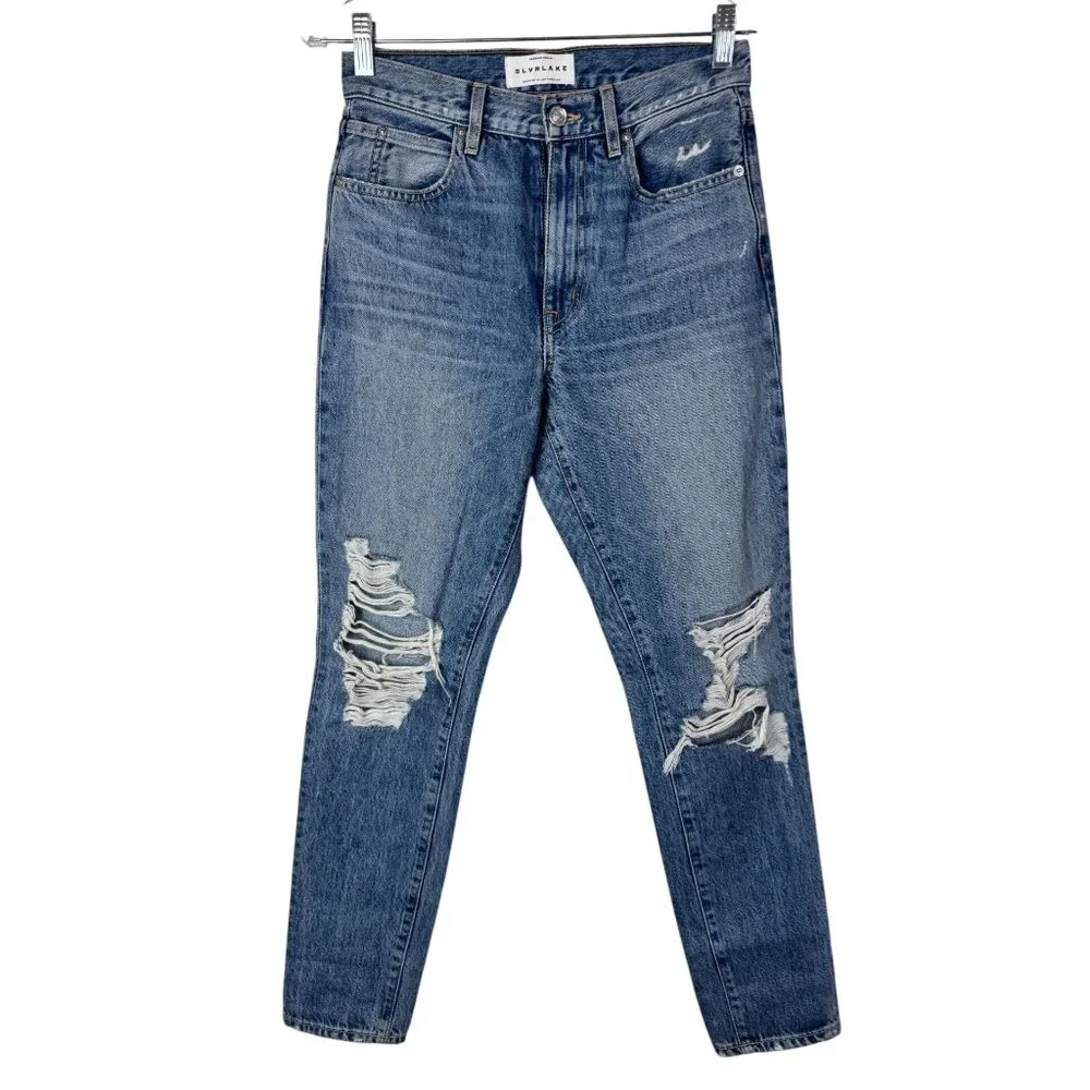 Slvrlake Roxy Jeans Women Size 26 Blue Denim Distressed High Rise Casual Cotton - Picture 2 of 16